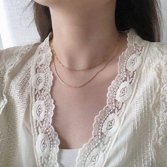 NEW 18K Gold Plated Double Layer Chain Necklace 0 - Picture 7 of 10